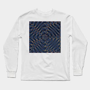 Golden pattern on blue background filling the frame. Long Sleeve T-Shirt